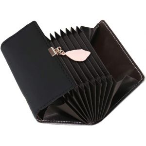 Credit Card Holder Women Genuine Leather RFID Business Card Holder Wallet Coin Purse Zipper - Neuf