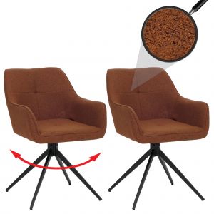 Lot de 2 chaises de salle &agrave; manger HWC-O47, chaise de cuisine pivotante tissu 270 g/m&sup2;terre-cuite - Neuf