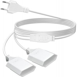 2M Rallonge de Câble d'alimentation, Câble D'extension 2 en 1 Européenne vers Double Prise Européenne de Type C,0,75 mm² Max. 2.5A/250V pour Lampe de Projecteur de Moniteur D'ordinateur TV PC, Blanc - Neuf