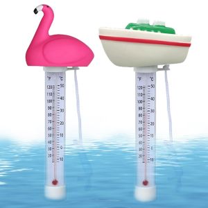 Lot de 2 thermomètres de piscine flottants avec laisse de fixation, thermomètre de piscine flottant pour toutes les piscines extérieures et intérieures, spas, jacuzzis, aquariums et étangs à poissons - Neuf