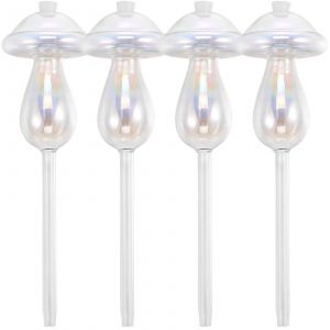 Lot de 4 globes d'arrosage pour plantes en forme de champignon, pots a arrosage automatique en verre reutilisable. - Neuf