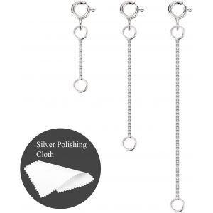 Kal-Rallonge De Chaine Argent 925 Lot 3 Argent Rallonge Collier Rallonges De Chaîne Argent Sterling 925 Rallonge Bracelet Argent Pour Fabrication Diy Bijoux (2,5cm 5cm, 7,5cm) Rallonge Bijoux - Neuf