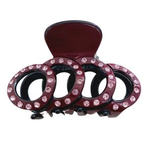 Promotion ! Pince Crabe Créateur 'arégonde' Bordeaux (Strass) - 60x35 Mm - Neuf