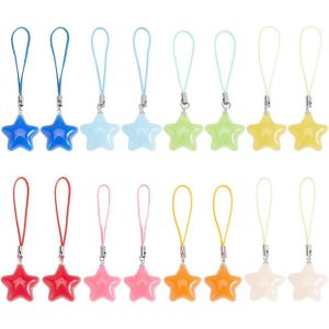 ERSHI-16pcs Star Cell Phone Strap Charm Porte-Clés Acrylique Clé de Voiture Suspendu Portefeuille Pendentifs Décor Accessoires Cad[2 - Neuf