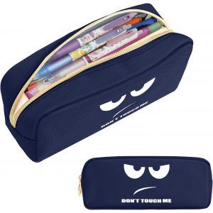 MAA-Trousse Scolaire, Trousse à Crayons, Sac à Crayons, école Single Trousse, Trousse à Maquillage pour l'école et Le Bureau (Bleu Marine Don't Touch) - Neuf