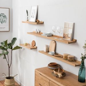 Étagère Murale, 30cm Étagère Flottante En Bois De Chêne Massif, Rustique Etagere Bois Pour Salon, Cuisine, Chambre, Salle De Bain - Neuf