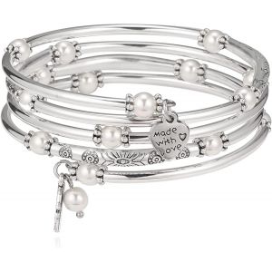 Tianyi-Bracelet En Perles Argent Pour Femmes Bracelet Enveloppant En Pierre Multicouches Un Cadeau De Bijoux Fantaisie Pour Maman Le Jour De Thanksgiving - Boîte Cadeau - Neuf