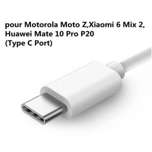 USB-C Type C Mâle vers Audio Mini-Jack 3,5mm Femelle Adaptateur Connecteur BK, pour Moto Z Série / Z Force, Xiaomi Mi 6 / Mix 2 / Grade 3, etc ... - Neuf