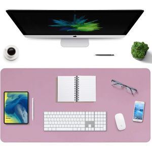 Sous-main en cuir PU avec double c&ocirc;t&eacute;, 90 x 40cm Tapis de bureau pour bureau et ordinateur(Bord de couture am&eacute;lior&eacute; 2019) (Rose et violet) - Neuf