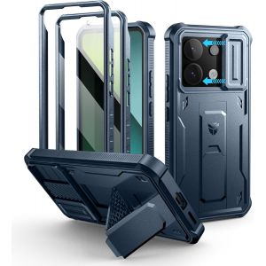 Pour Coque Xiaomi Redmi Note 13 Pro 5g[Double Cadre Avant Et Support] Avec Cam&eacute;ra Coulissante Int&eacute;gr&eacute;e & Protecteur D'&eacute;cran,Coque De Protection Robuste R&eacute;sistante Aux Chocs-Bleu Marine - Neuf