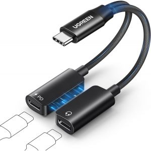 LORANKA-Adaptateur Magn&eacute;tique USB C vers USB C 2 en 1 Adaptateur &Eacute;couteur USBC Charge Rapide PD 60W 96Khz 24Bit Compatible avec iPhone 17 Pro Max 16 15 S&eacute;rie iPad Galaxy S25 24 MacBook Pro PS5 4 Xbox - Neuf