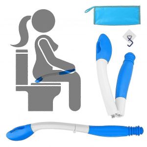 Auniq 15,7"" de long Aides aux toilettes pliables pour essuyer,Outils d'aide au papier toilette avec crochet,bleu - Neuf