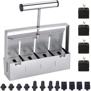 NouvelHorizonstore-Outil de blocage de terre manuel pour bloc de terre de 5,1 cm, Bloqueur de sol manuel Micro Bloqueur de sol, Set Outil de blocage du sol pour les graines, presse motte pour semis - Neuf