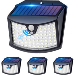 Lampe Solaire Exterieur, &iquest;Lot De 4&iquest; Lumi&egrave;re Solaire Ext&eacute;rieure, 3 Modes Ip65 &Eacute;tanche - &Eacute;clairage Ext&eacute;rieur Solaire Pour Jardin, Garage, Patio, Lampe Exterieur Murale - Neuf