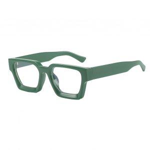 1 Paire De Lunettes De Style Rétro Bloquant La Lumière Bleue, Monture Carrée, Protection Uv, Miroirs À Lumière Plate, Accessoire De Vacances-Vert - Neuf