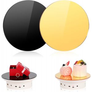 Checarzhn--No1-2 Pièces 20cmx3mm Doré Noir Acrylique Supports À Gâteaux Disque De Gâteau Acrylique Boite Gâteau Carton Assiettes À Gâteau Ronds Plateau Traiteur Pour Gâteaux Entremets Tartes Gâteau D - Neuf