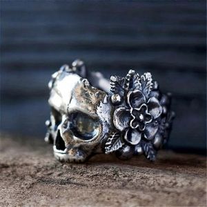 1pc Punk Cr&acirc;ne Totem Bague Pour Femmes Hommes Gothique D&eacute;mon Cr&acirc;ne T&ecirc;te De T&ecirc;te Bague Halloween Biker Bague Gothique Mexicain Bijoux - Neuf