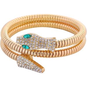 Kal-Bracelet Jonc Serpent : Bracelet Serpent Doré Pour Femme En Acier Inoxydable Avec Oxyde De Zirconium Vintage Punk Légèrement Réglable - Neuf