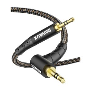 Câble Audio Jack à Angle Droit 3.5mm Mâle vers 3.5mm Mâle Plaqué Or Cable Jack Auxiliaire à 90 Degrés pour Tablette, Stéréo de Voiture, Casque, Téléphone, MP3 2M - Neuf