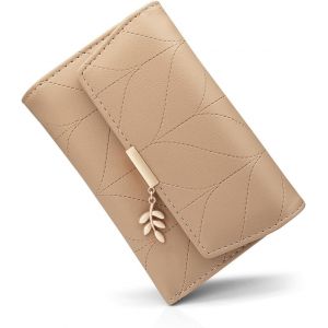 CAUC-Portefeuille Femme en Cuir PU Petit Porte Monnaie Slots de Carte, Porte Feuilles pour Femme Court avec Porte-Monnaie Zipp&eacute; et Portefeuilles Pochette Femme (L-Chameaux) - Neuf