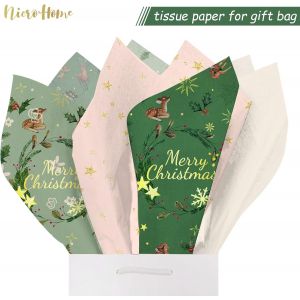 Lot De 24 Feuilles De Papier D'emballage Rose De No&euml;l - Neuf