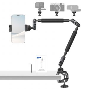 Neewer Bras Magique 55cm avec Pince, Support Cam&eacute;ra Articul&eacute; Bureau avec Deux Rotules, Filetages 1/4" 3/8" pour Arri, Support T&eacute;l&eacute;phone Compatible avec iPhone DSLR Action Cam &Eacute;clairage Vid&eacute;o, UA057 - Neuf