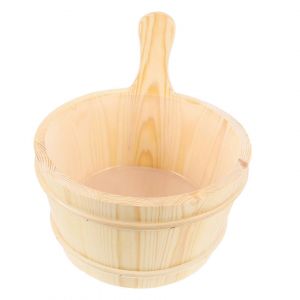 Seau de sauna en bois, accessoire indispensable pour les saunas et les bains de vapeur. Construction en bois, compact pour un usage domestique. - Neuf