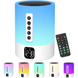 R&eacute;veil Enceinte Bluetooth Lampe De Chevet Avec Machine &Agrave; Bruit Blanc, Bruit Blanc B&eacute;b&eacute; Multifonctionnelle Haut-Parleur Bluetooth Veilleuse Reveil Lumineux, Cadeau Ado, Fille, Femme,Enfant,Gar&ccedil;on,No&euml; - Neuf