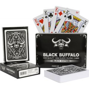 Loc-Lot De 2 Cartes De Poker Imperm&eacute;ables En Plastique-Avec 4 Symboles-Noir - Neuf