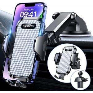JGD-Support Telephone Voiture Ventouse [SGS Certification de s&eacute;curit&eacute;] Porte Telephone Voiture Clips Stable pour Grille A&eacute;ration Tableau de Bord Pare-Brise Compatible avec iPhone Samsung Etc - Neuf