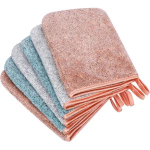 Loranka-6 Gants De Douche En Microfibre, Gant De Toilette Taille 15x21cm En Toison De Corail, Absorbant Doux, Gants D&eacute;maquillants R&eacute;utilisables, 3 Couleurs - Neuf