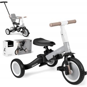 Subzonal-Kikkaboo Tricycle B&eacute;b&eacute; &Eacute;volutif 5 En 1 Flip, V&eacute;lo Enfant 1 &Agrave; 5 Ans Convertible En Draisienne Avec Si&egrave;ge Et Guidon R&eacute;glables, Gris - Neuf