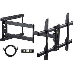 MEVRONISSHOP-Support Mural TV &agrave; Longue Port&eacute;e 765 mm pour &Eacute;crans Plats/Incurv&eacute;s LCD/LED de 37 &agrave; 75 Pouces jusqu'&agrave; 45kg, Support TV Mural Pivotant/Inclinable/Rotatif, Max VESA 600x400mm - Neuf
