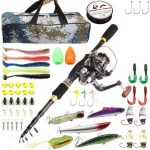 Kit De Canne A Peche Telescopique En Fibre De Carbone De 1,8 M, Moulinet Et Ligne, Leurre, Hamecons, Sac De Transport - Neuf