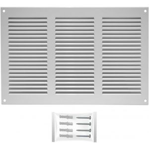 Grille Aeration Blanc 300x200mm avec Moustiquaire ¿ Evacuation Caches Tuyau Ventilateur ¿ d'Extraction Ventialtion ¿ Exterieur Interieur ¿ Gaine Cache Extracteur d'air VMC ¿ Climatiseur Seche - Neuf