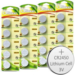 lbgwp60-Cr2450 Lot De 20 Piles Bouton Au Lithium 3 V Sans Mercure, Longue Durée De Vie, Forte Puissance 3 V Pour Appareils Électroniques, Montre, Maison, Clé À Distance De Voiture - Neuf
