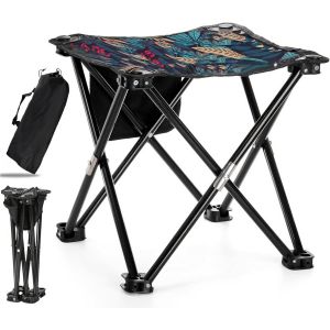 Eryi-Tabouret Pliant,Léger Avec Tabouret Pliable(Xl),33x33x33cm,Tabouret De Camping Pliable En Acier-Capacité De Charge De 120 Kg, Pêche, Jardin, Campings,Plage Et Voyage - Neuf