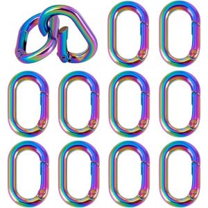KAL-12 Pièce Porte Clés À Ressort Arc En Ciel 35X21Mm Boucles De Porte Clés Ovales Pour Porte Clés Sac À Main Sac À Main Sacs À Dos Fabrication De Bijoux - Neuf