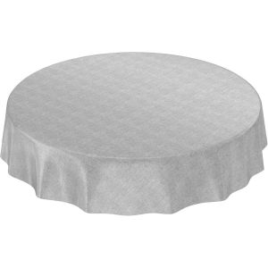 Nappe En Toile Cirée Lavable Gris Aspect Lin Aspect Textile 120 Cm - Neuf