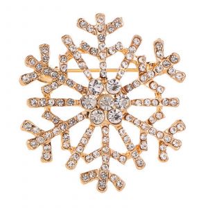 Broche Vintage En Forme De Flocon De Neige Orn&eacute;e De Strass - &Eacute;pingle De Revers En Alliage Avec Fermoir S&eacute;curis&eacute;, Accessoire De Mode Hivernale - Neuf