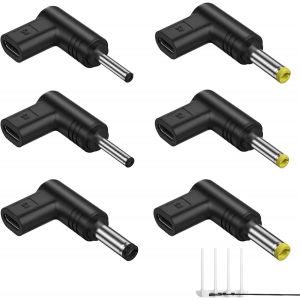 Tye-Adaptateur Usb C Vers Dc 6 X 90 &deg; Angle Usb C Vers Dc 5v Chargeur Pd Simulateur D&eacute;clencheur Adaptateur De Charge Plug Pour Ordinateur Portable, Routeur, Prise De Chargeur D'alimentation Mobile - Neuf