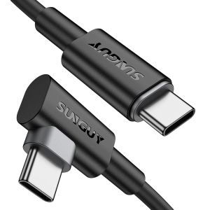 KAL-C&acirc;ble USB C vers USB C Coud&eacute; [0.5M Lot de 2 ] PD 60W Charge Rapide C&acirc;ble Type C 90 Degr&eacute;s Nylon Tress&eacute; Compatible avec iPhone 15/15 Pro/15 Pro Max, MacBook Pro/Air, Galaxy S23 S22 S21 - Neuf