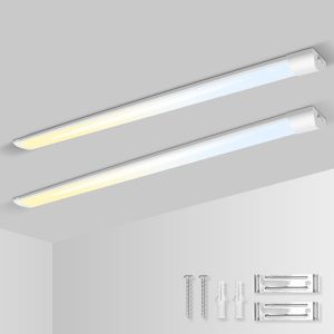 Ulteronixshop-Lot De 2 R&eacute;glette Led 120 Cm, Neon Int&eacute;gr&eacute;e 40w 4800lm Tube Led Lumi&egrave;re, 3000k/4500k/6500k Blanc Chaud/Neutre/Froid Plafonnier Lampe, Ip20 Pour Garage, Magasin, Cave, Entrep&ocirc;t, Bureau, - Neuf