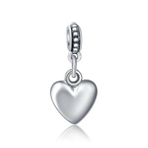 Pendentifs De Perles En Forme De Coeur-20 Pcs Surface Lisse Argenture Grand Trou Par - Neuf