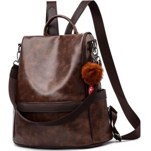 Senior-Sac &Agrave; Dos Femme Anti-Vol Sacs &Agrave; Bandouli&egrave;re Pu Cuir Sac A Dos &Eacute;tanche En Pu Cuir Sacs D'&Eacute;cole[L317] - Neuf