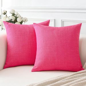 Cauc-Housse De Coussin, Lot De 2 En Lin Canap&eacute; Taie D'oreiller De Couleur Pure Pour Maison Salon Chambre D&eacute;coration D'int&eacute;rieur (Rose Fonc&eacute;, 40x40cm) - Neuf