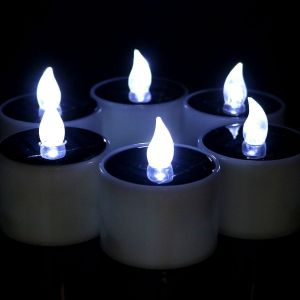 Ensemble de 6 Lumi&egrave;res de Bougie de LED, Bougies sans flamme, R&eacute;aliste et Lumineux, Solaire, &Eacute;lectrique Fausses Bougies Votives Table de F&ecirc;te d'Anniversaire de Mariage de No&euml;l (Blanc froid) - Neuf