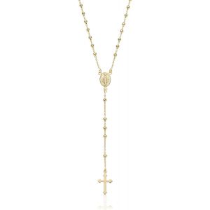 &reg; - Collier Chapelet En Argent 925 Plaqu&eacute; Or 18kt Avec M&eacute;daille Vierge Miraculeuse Et Pendentif Croix Pour Femme - Neuf