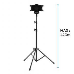 Tr&eacute;pied Tablette 7 &agrave; 10'' Support Hauteur max 1.2m Rotatif 360&deg; Pieds ajustables - Neuf