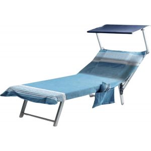 Kal-Drap De Plage Fouta En Coton Avec Poches Latérales, Couvre-Lit 190 X 70 Cm, Disponible En Bleu Ciel, Bleu, Rose, Beige, Gris, Vert (Bleu Ciel, 190 X 70) - Neuf